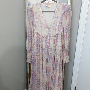 Rococo Sand Etre Metallic Shimmer Purple and Pink Maxi Dress XS NWT